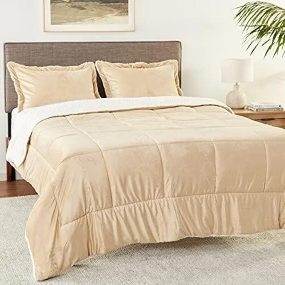 ⚡️Cathay‎ Home Ultimate Luxury Reversible Micromink & Sherpa Queen Comforter Set